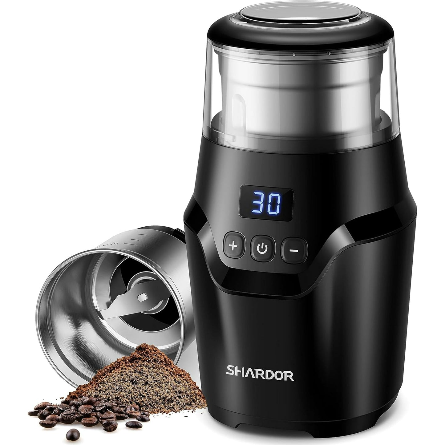 SHARDOR Adjustable Coffee Grinder Electric,Super Silent Electric Coffee Bean Grinder with Time-Memory Adjustment and Multi-Functional Stainless Steel Cup for Spices, Herbs, and Nuts Grinding