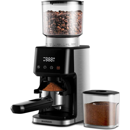 SHARDOR Conical Burr Espresso Coffee Grinder Electric with Precision Timer 2.0, Touchscreen Adjustable Burr Mill with 51 Precise Settings for Home Use, Anti-static, Stainless Steel