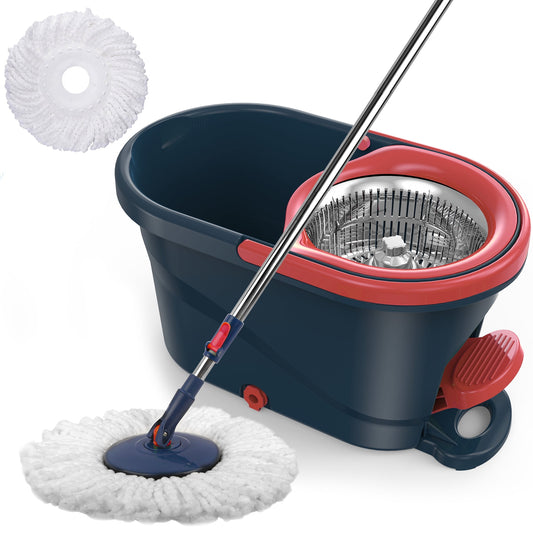 SUGARDAY Spin Mop and Bucket System with Wringer Set for Floors Cleaning