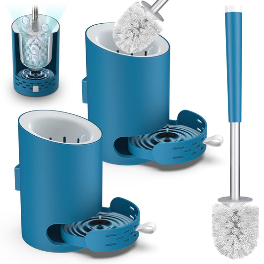 SUPTREE Toilet Brush and Caddy Holder Set 2 Pack Bathroom Toilet Bowl Cleaner Scrubber Brush