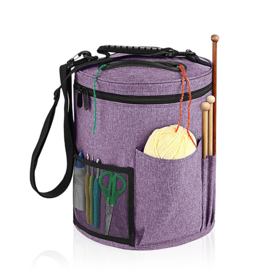 Sherry Knitting Bag,Large Capacity Crochet Bag,Travel Yarn bag,Yarn Organizer for Crochet Accessories and Supplies,Crochet bag Organizer,Yarn Storage bag with Shoulder Strap-Only bag.(Purple)