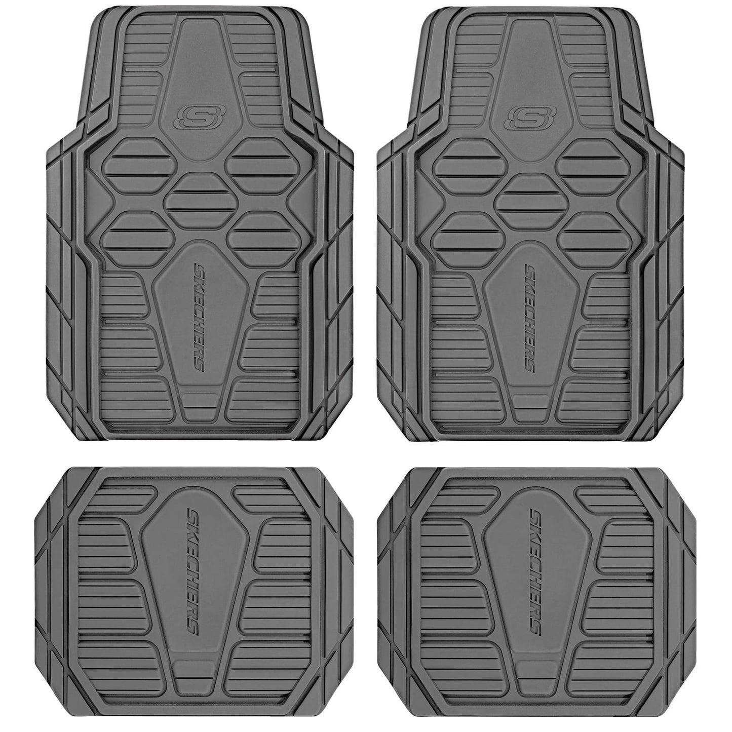 Skechers Hyper Pillar Car Floor Mat - All-Weather, Universal Fit for Most Cars, Grey - 24PM15