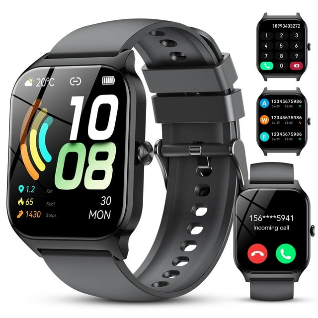 Smart Watch for Android and IPhone, 1.85 inch Fitness Tracker, Men Women's Smartwatch with Answer/Make Calls/112+ Sports Modes/Message Reminder, IP68 Waterproof, for Gift Black