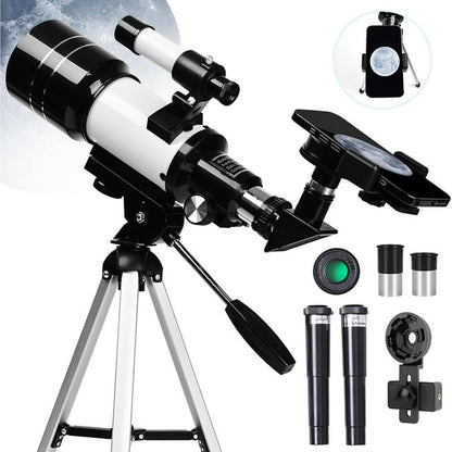 Telescope, 70mm Telescopes for Adults & Kids, 300mm Refractor Telescope (15X-150X) with Adjustable Tripod for Astronomy Beginners, Gift for Kids