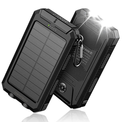 OWNTECH 20000mAh Portable Power Bank Solar Charger for Cell Phone and android, Solar Phone Chargers with Dual 5V USB Ports and 2 Led Flashlight