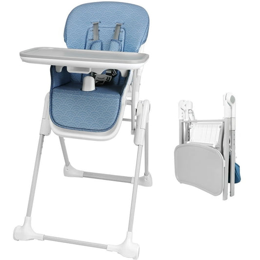 Vipuse Baby High Chair,3-in-1 Baby Feeding Chair with Wheels, Durable Cotton Seat,RemovableTray,Support Multi-Gear Adjustment,Blue