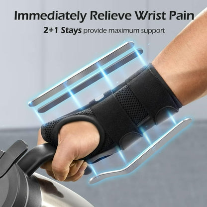 Emlimny Wrist Brace for Carpal Tunnel Relief Night Support Up to 3 Supports for Women Men Adjustable Wrist Support Splint for Tendonitis Arthritis Sprains Black (Right Hand, S/M)