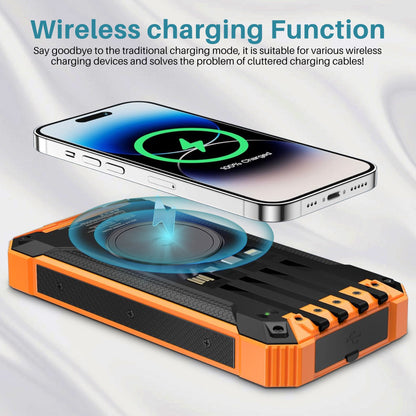 OWNTECH 30000mAh Portable Solar Charger for iphone android, Wireless Power Bank with 4 charging cables and 3 USB Port