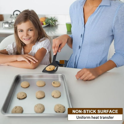 2 Piece Baking Cookie Sheet Set,16" x 12" Stainless Steel Food Baking Tray