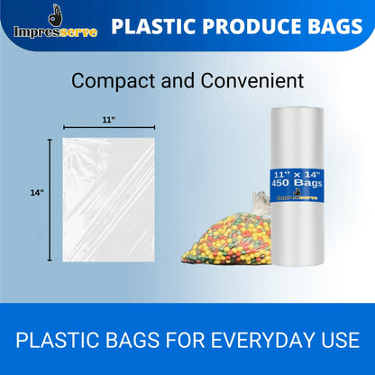 Impresserve 10" x 15" Disposable Plastic Bags, Fold Top - 450 Count