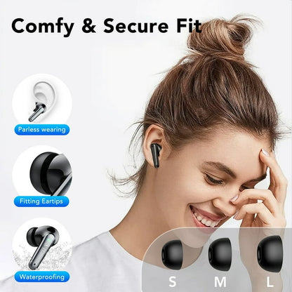 Wireless Ear Buds 50H Playback LED Power Display Earphones with Wireless Charging Case Headphones IPX7 Waterproof in-Ear Earbuds with Mic for TV Smart Phone Laptop Computer Sports