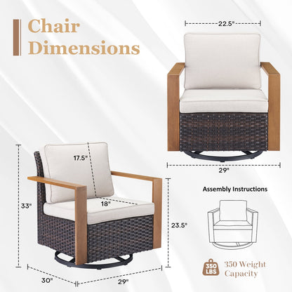 Gymojoy Outdoor Swivel Rocker Patio Chairs Set of 2,Heavy Duty Swivel Rocking Patio Chairs with Metal Armrests, 2 Pieces Patio Furniture Chairs