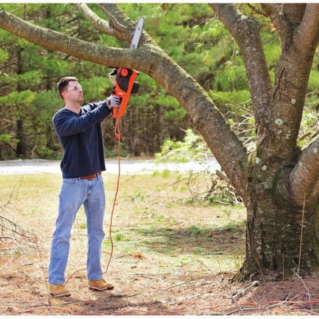 Electric Chainsaw Cordless Battery Powered, Hand Held Saw for Wood/Trees Trimming, Tools for Household and Garden