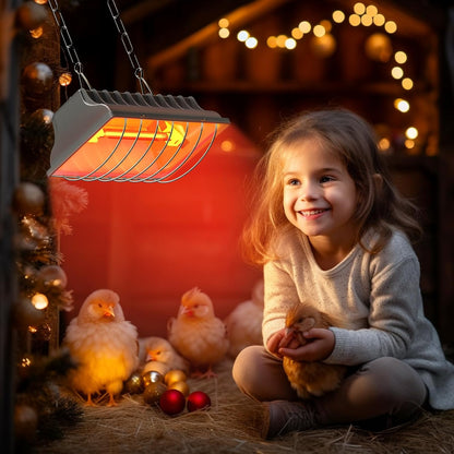 250W Chicken Coop Heater for Chicks Ducks, 7.86ft Cord UL Passed Brooder Heating Plate & Heat Lamp Coop House with Adjustable Hanging Height for Livestock Pet Supplies Outdoor Indoor Warmer