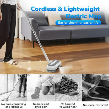 Cordless Electric Mop, Electric Spin Mop with LED Headlights & Water Tank