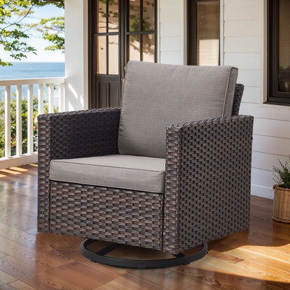 PARKWELL Outdoor Swivel Rocker,Patio Swivel Glider Rocking Chair with Cushions for Backyard Deck Porch,Gray