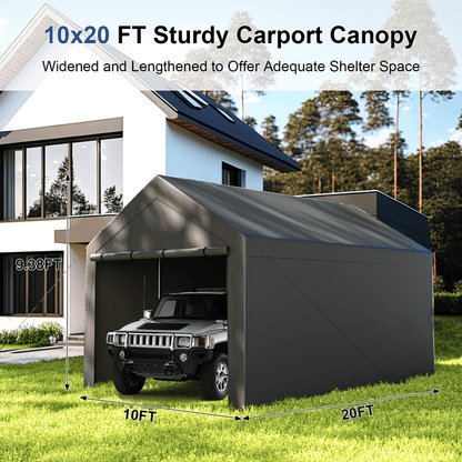 Grezone 10 x 20 ft Outdoor Canopy Carport Portable Car Tent Garage