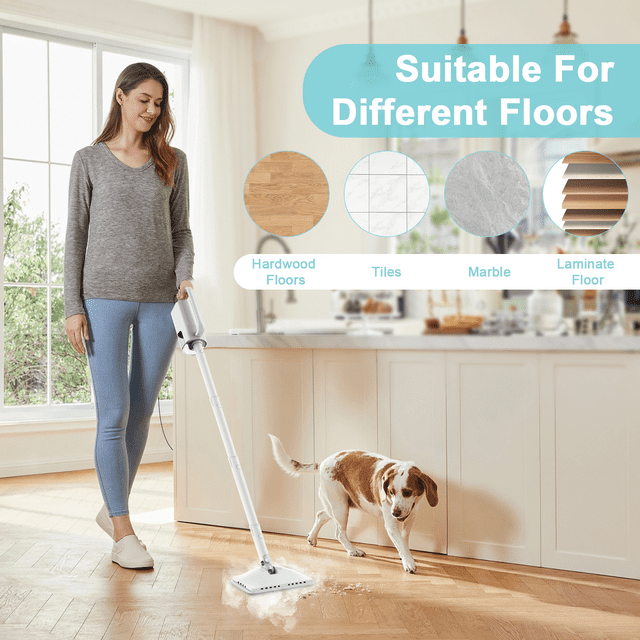 Haoyunduo Steam Mop, 6-in-1 Detachable Handheld Steam Mop Cleaner with 2 Microfiber Pads for Hard Floor, Carpet