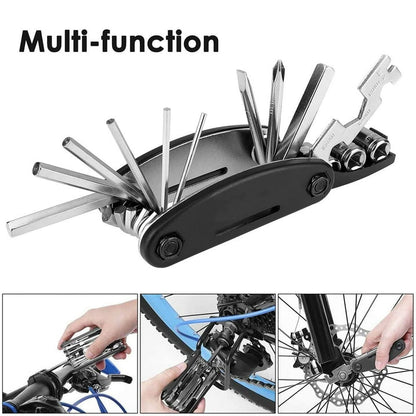 Rongsi Bike Repair Tool Kit Set, Bicycle 16 in 1 Multitool Hex Key Wrench & Bike Tube Patch Kit & Tire Lever, Portable Handy Cycling Maintenance Fix Set for Road Mountain Bikes